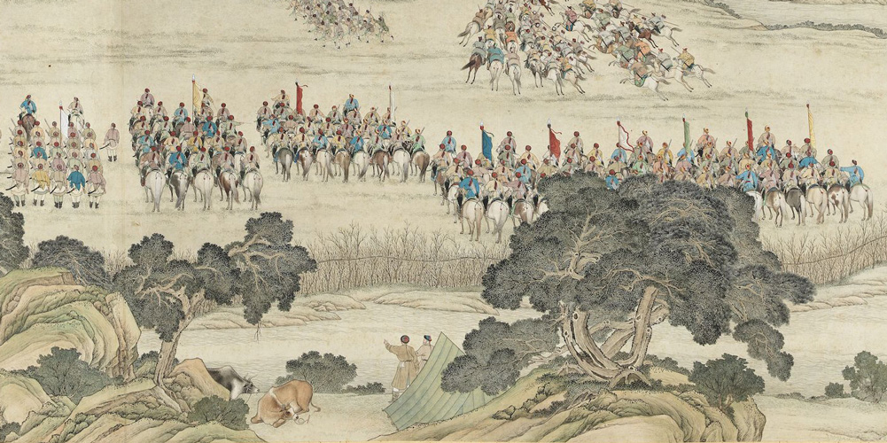 晓战随金鼓，宵眠抱玉鞍。