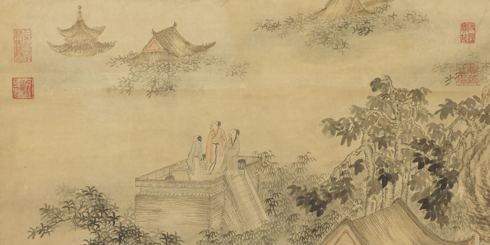 又疑瑶台镜，飞在青云端。