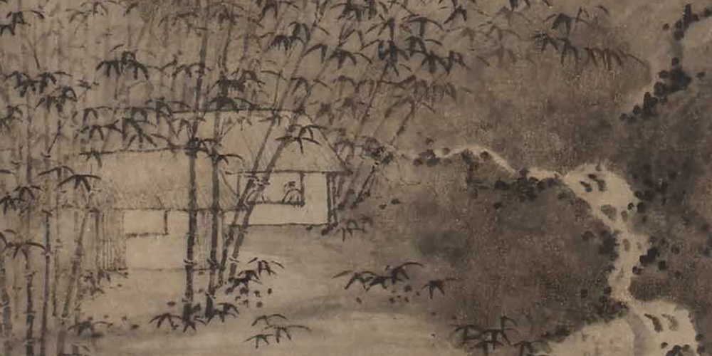 上窗风动竹，月微明。