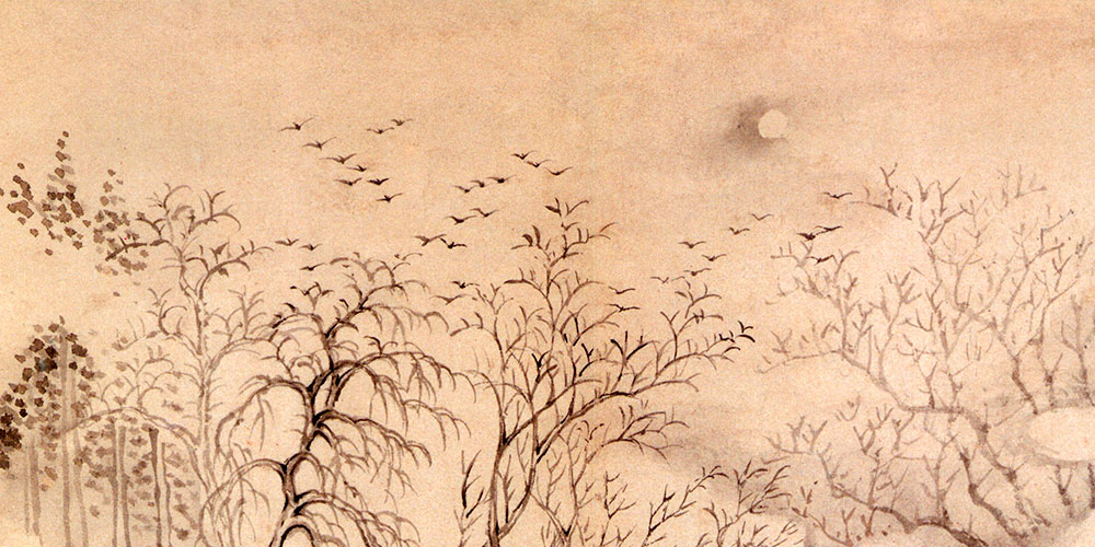 对酒卷帘邀明月，风露透窗纱。