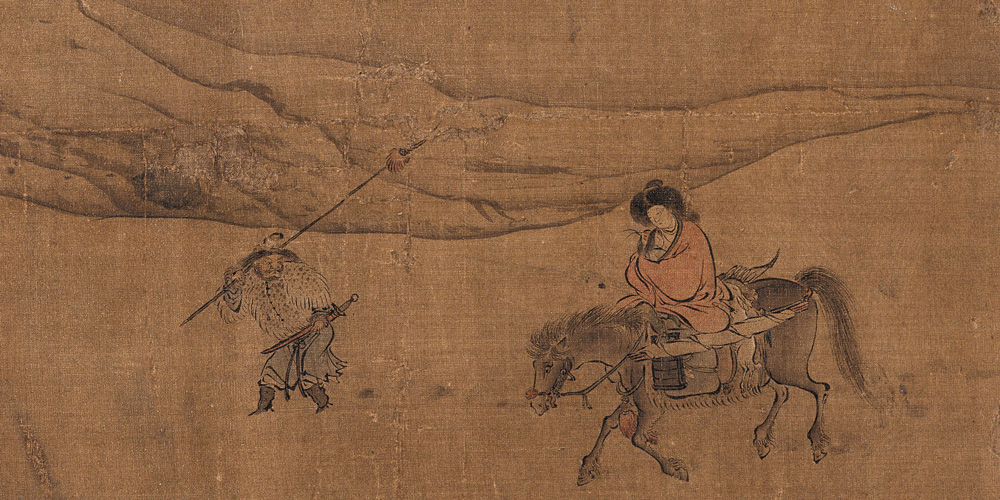 胡马嘶风，汉旗翻雪，彤云又吐，一竿残照。