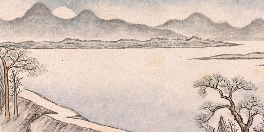 夕阳西下，断肠人在天涯。