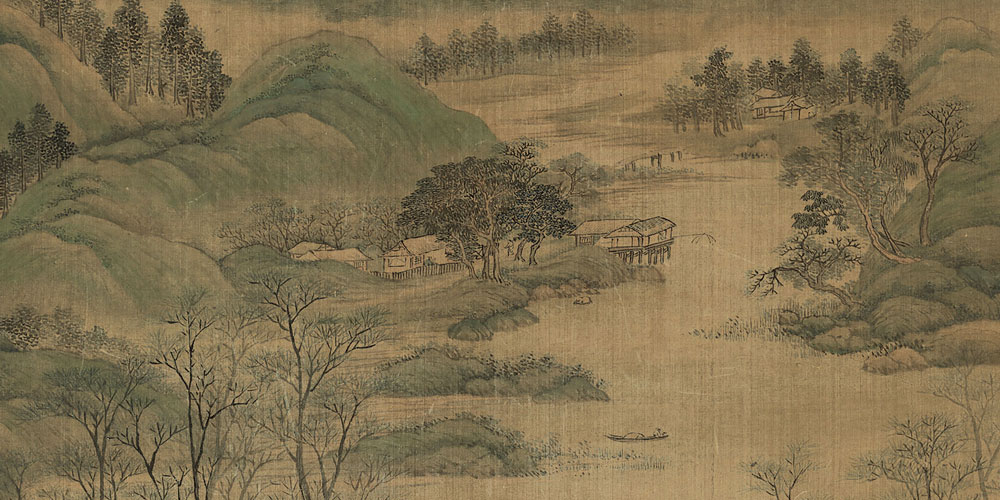 寒鸦飞数点，流水绕孤村。