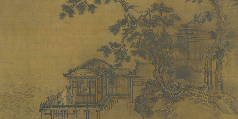 六曲阑干偎碧树，杨柳风轻，展尽黄金缕。
