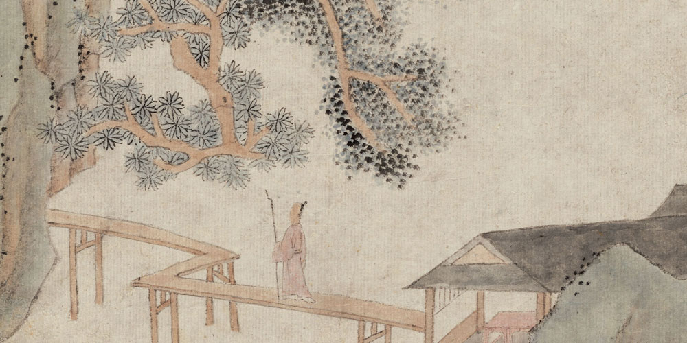 独立小桥风满袖，平林新月人归后。