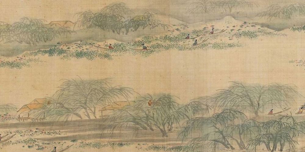 竹喧归浣女，莲动下渔舟。