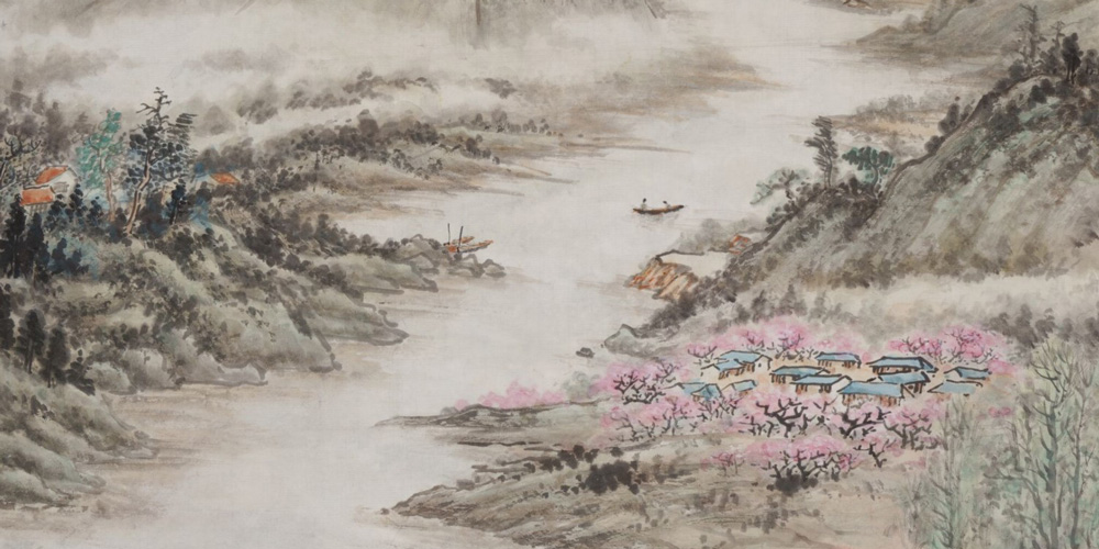 山花如绣颊，江火似流萤。