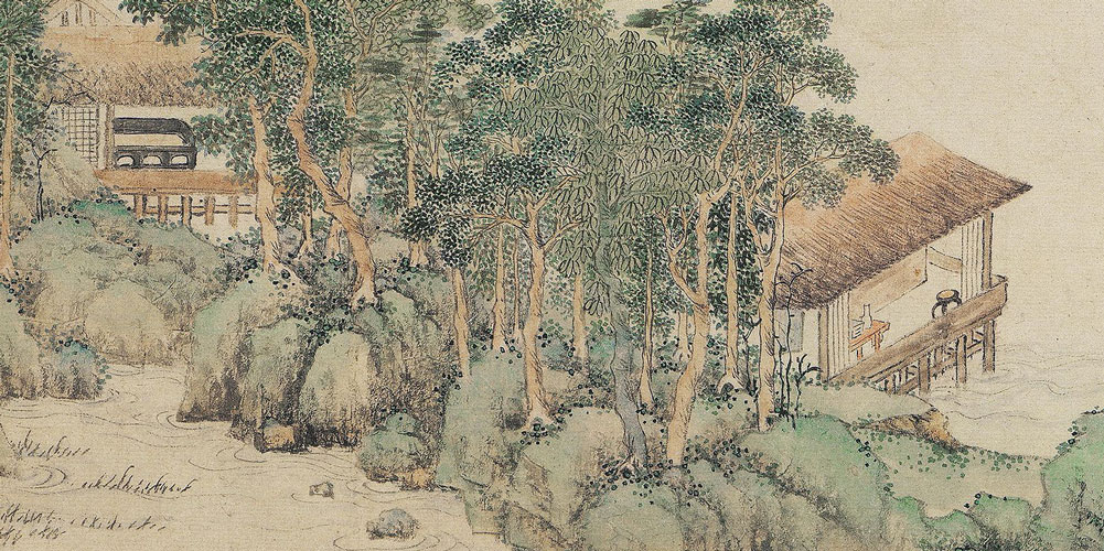 曲径通竹处，禅房花木深。
