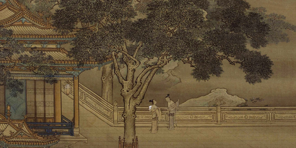 奉帚平明金殿开，暂将团扇共徘徊。