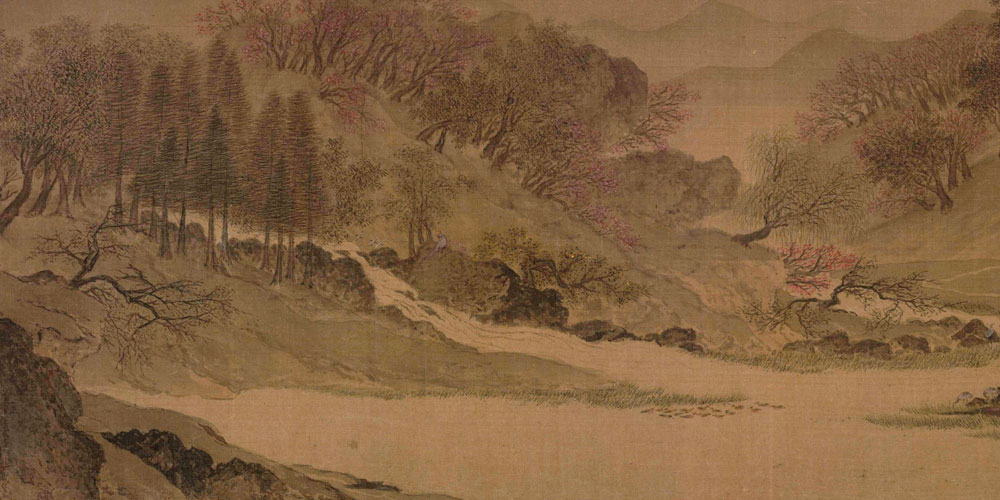 雪消门外千山绿， 花发江边二月晴。