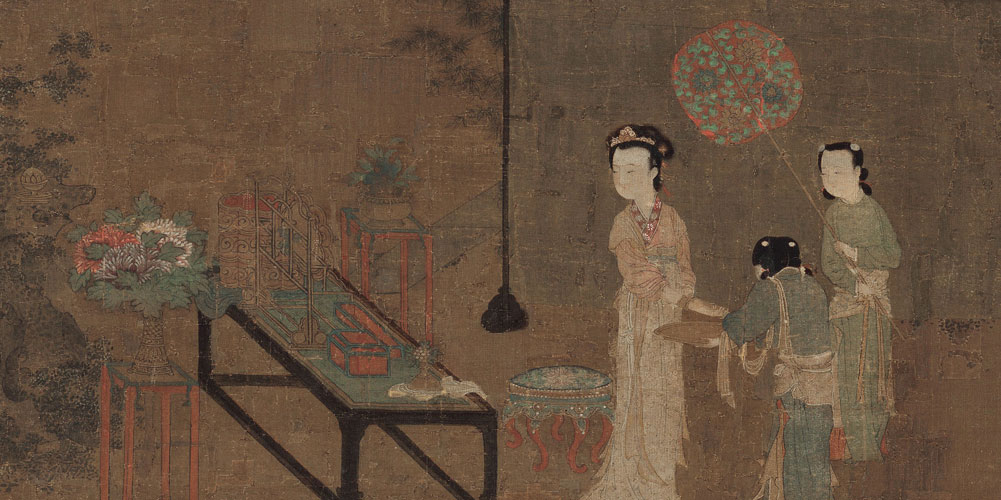 照花前后镜，花面交相映。
