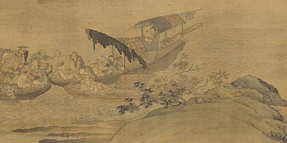 鸟去鸟来山色里，人歌人哭水声中。