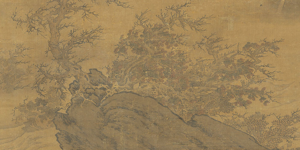云和积雪苍山晚，烟伴残阳绿树昏。