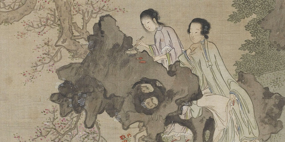 怕郎猜道，奴面不如花面好。