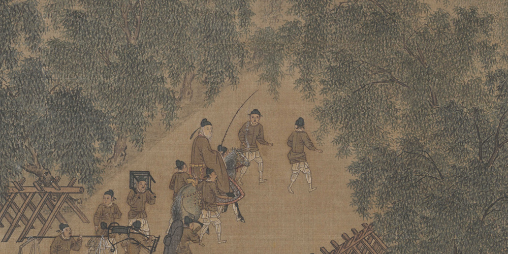 马蹄踏水乱明霞，醉袖迎风受落花。