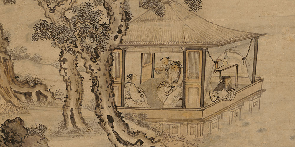 红叶晚萧萧，长亭酒一瓢。