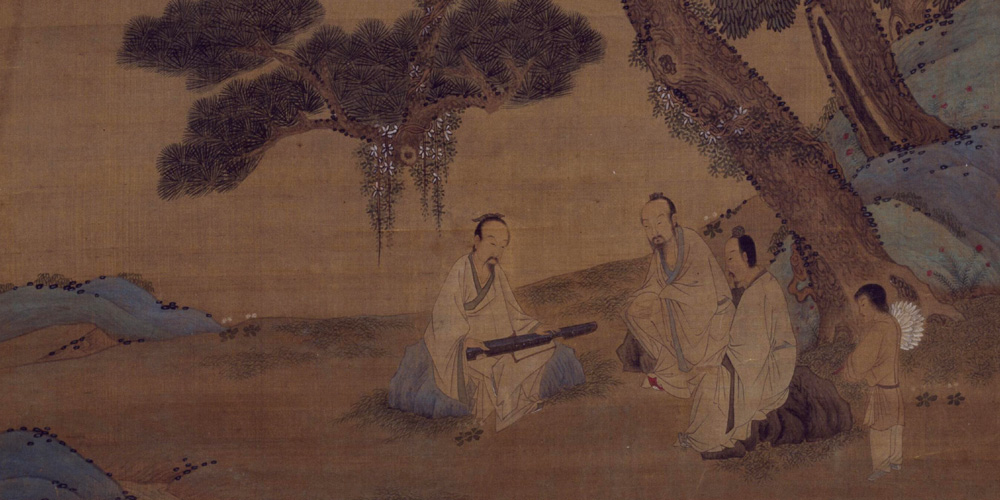 孤舟微月对枫林，分付鸣筝与客心。