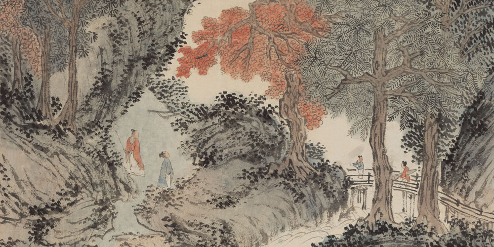 半溪流水绿，千树落花红。