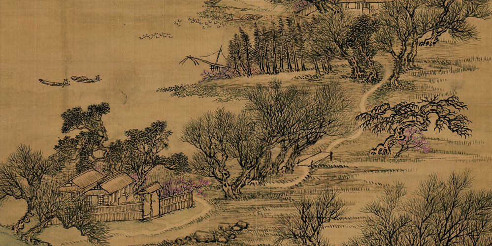 杏花时节雨纷纷。山绕孤村。水绕孤村。
