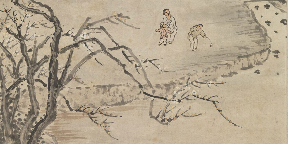 我家洗砚池边树，朵朵花开淡墨痕。