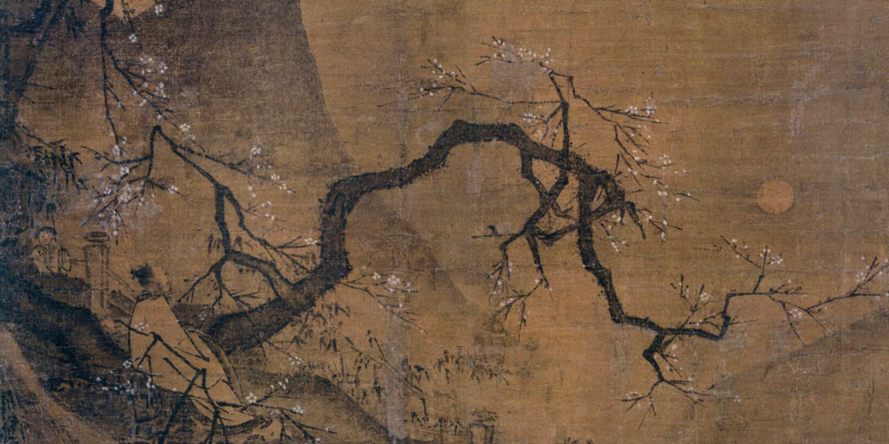 待约个梅魂，黄昏月淡，与伊深怜低语。